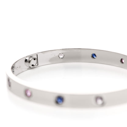 Cartier 18K White Gold Aquamarine Sapphire Spinel Amethyst LOVE Bracelet 17 6 of 8