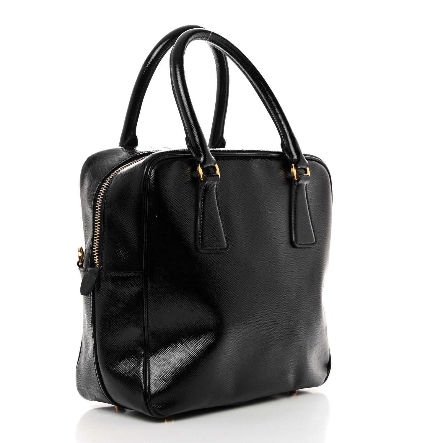 Prada Saffiano Vernice Bauletto Black 2 of 10