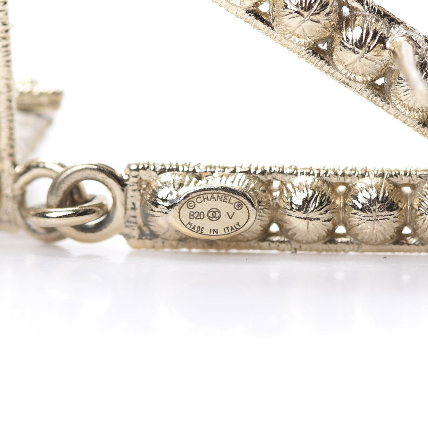 Crystal Cha-Nel Logo Drop Earrings Gold
