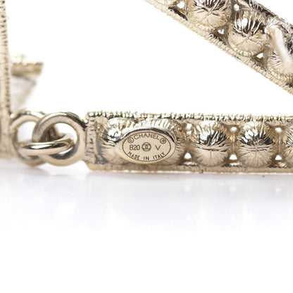 Chanel Crystal Cha-Nel Logo Drop Earrings Gold 4 of 6