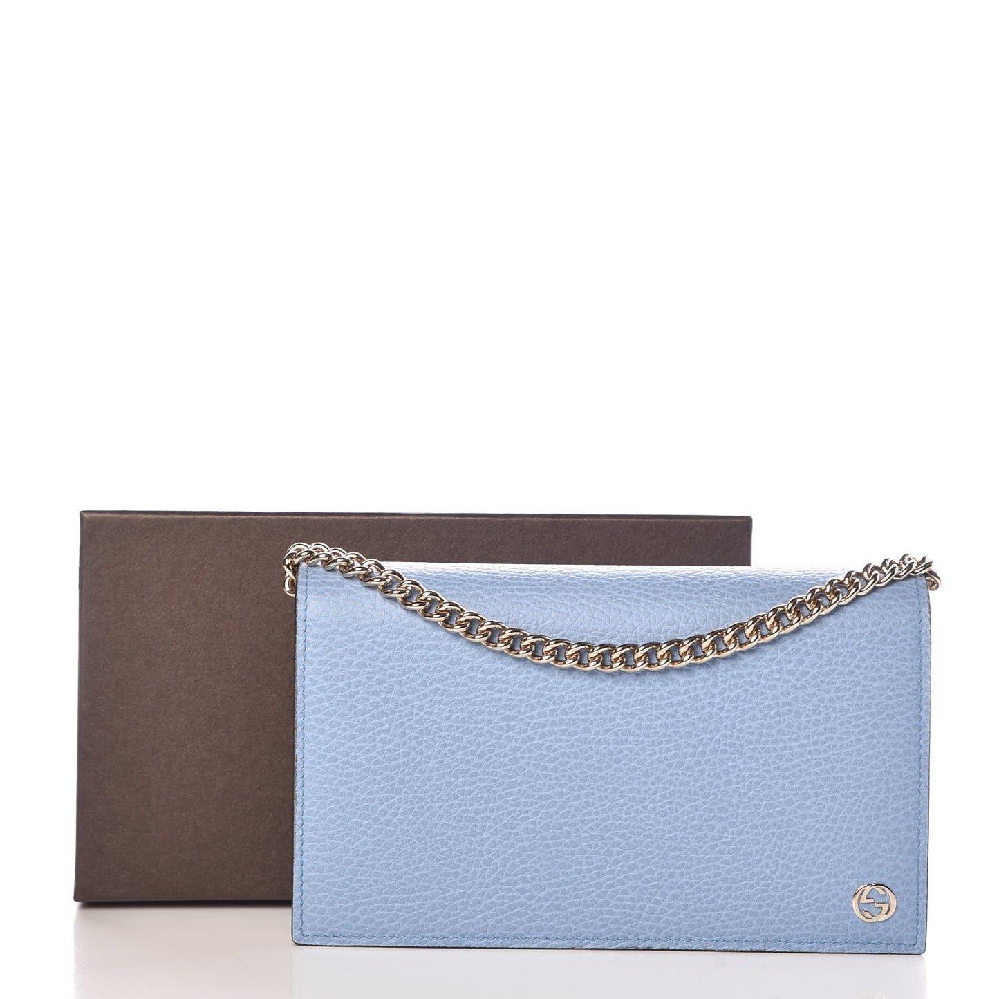 Dollar Calfskin Medium Betty Chain Wallet Mineral Blue