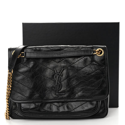 Saint Laurent Crinkled Calfskin Matelasse Monogram Medium Niki Chain Satchel Black 11 of 11