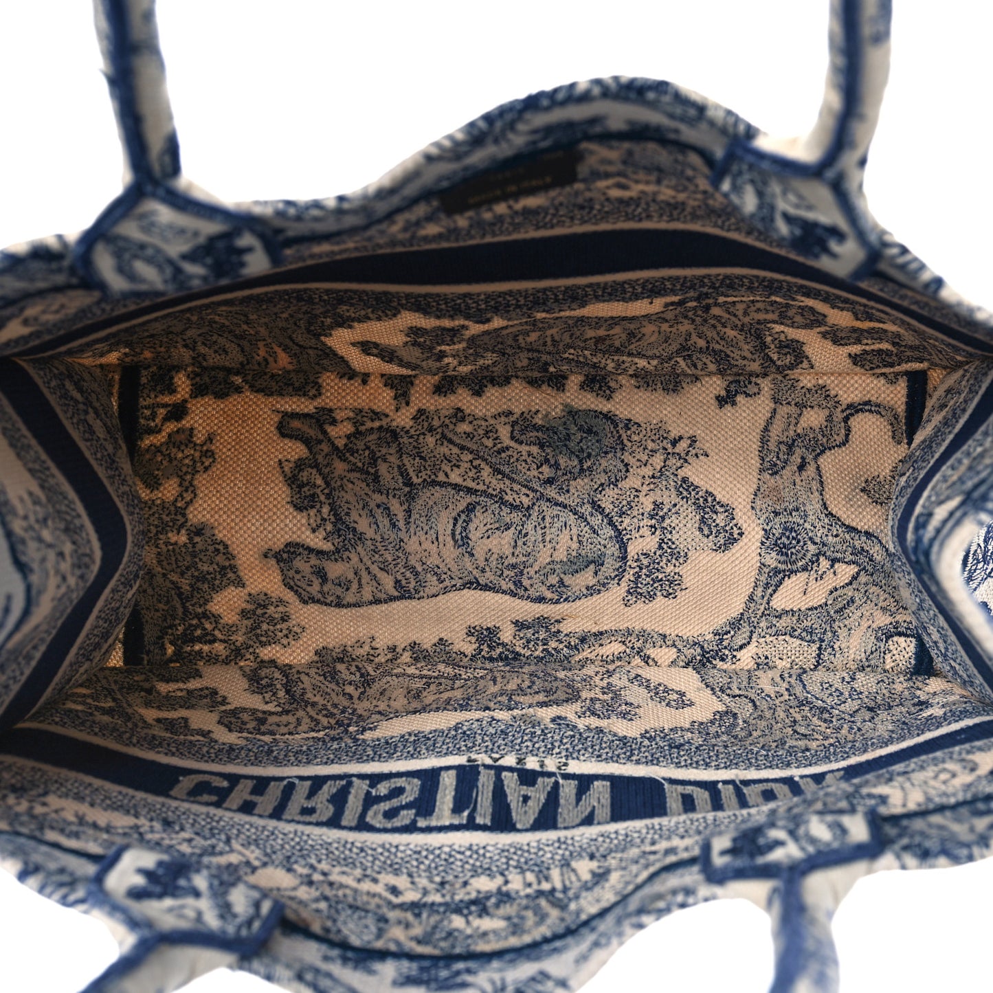 Canvas Embroidered Medium Dioriviera Toile De Jouy Book Tote Blue
