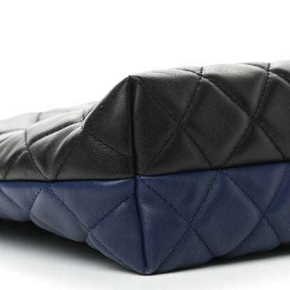 Chanel Lambskin Quilted Small Urban Delight Tote Black Blue 8 of 10