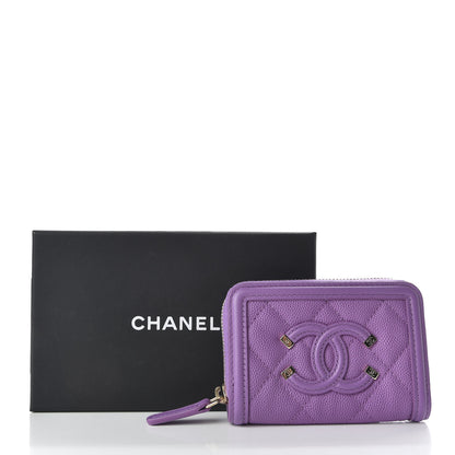 Chanel Caviar Quilted Filigree Coin Purse Purple 8 of 8