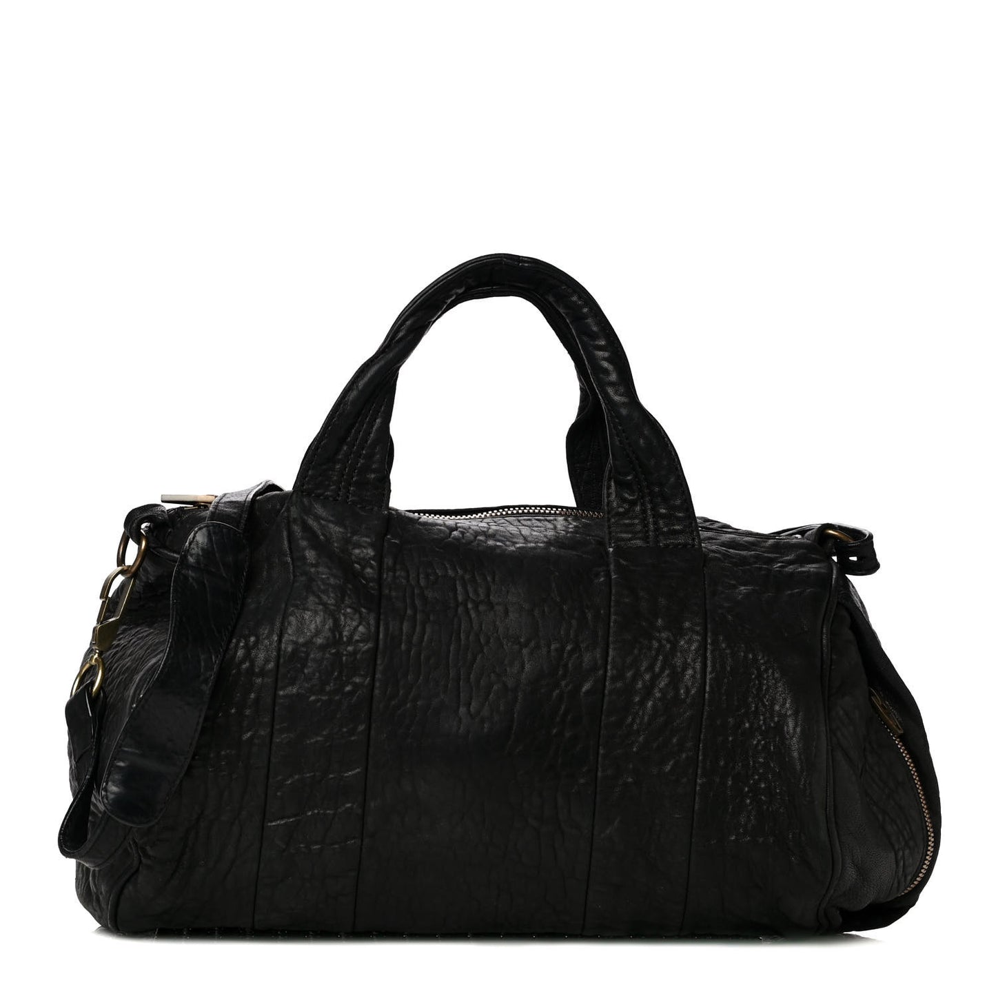 Pebbled Lambskin Rocco Black Antique Brass Hardware
