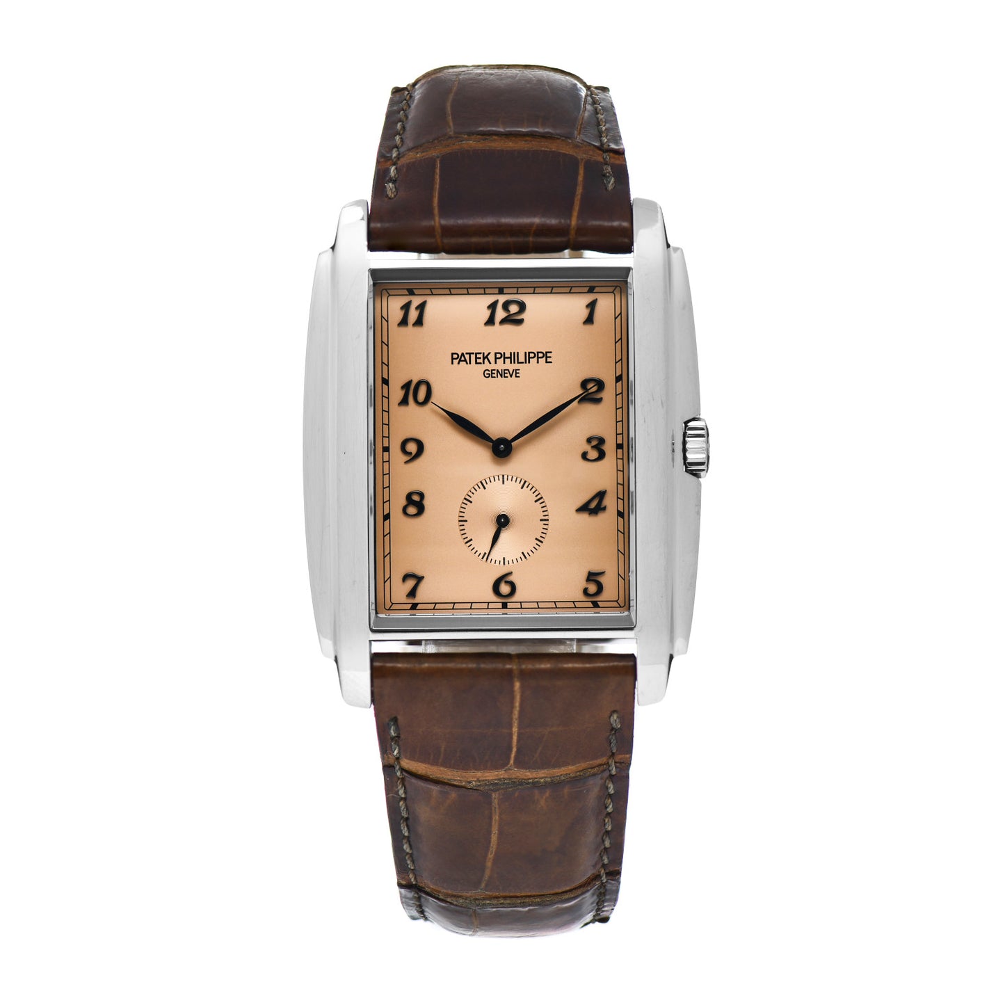 18K White Gold Alligator 33mm Gondolo Manual Winding Watch Champagne 5124G-001