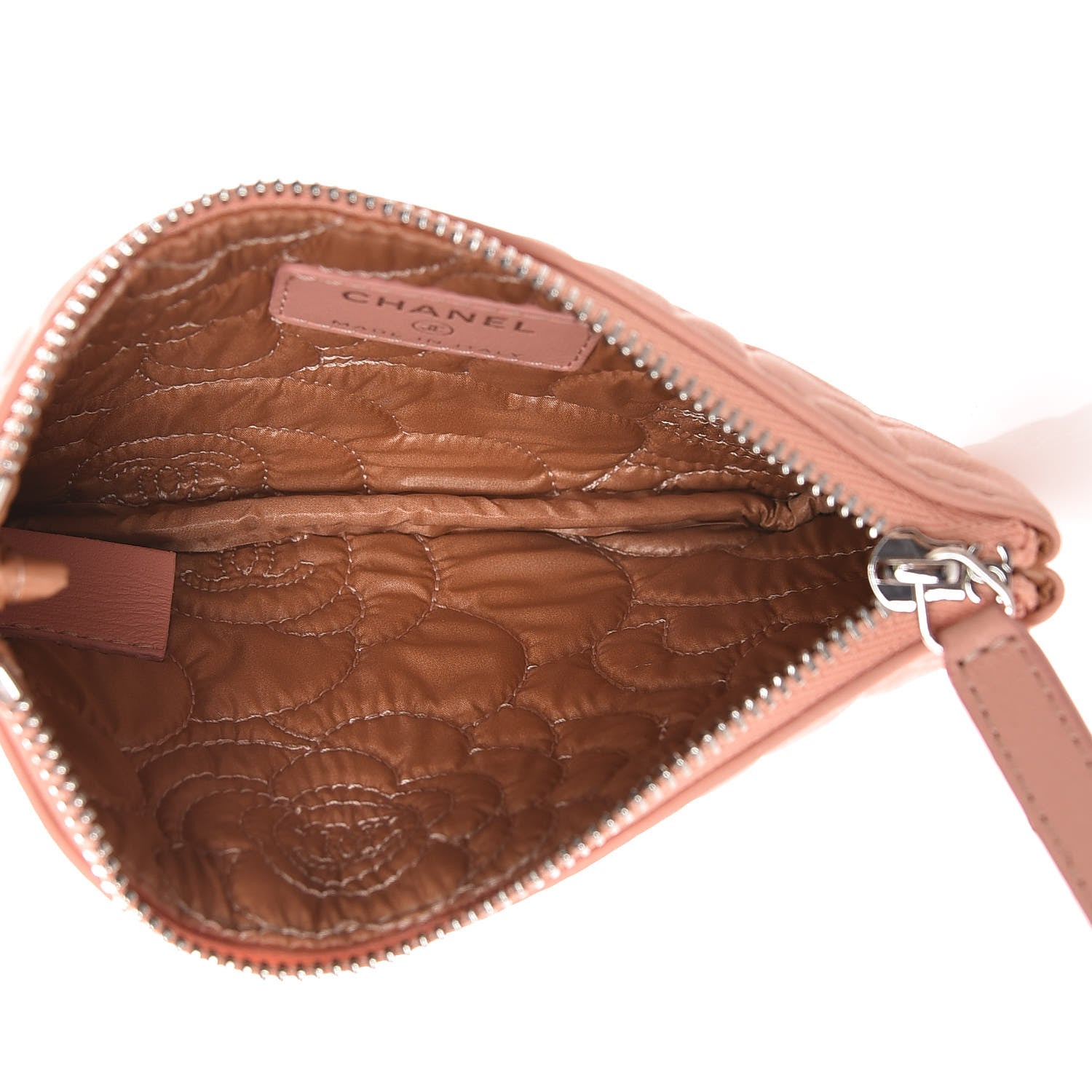 Chanel Goatskin Camellia Embossed Cosmetic Pouch Pink 5 of 8