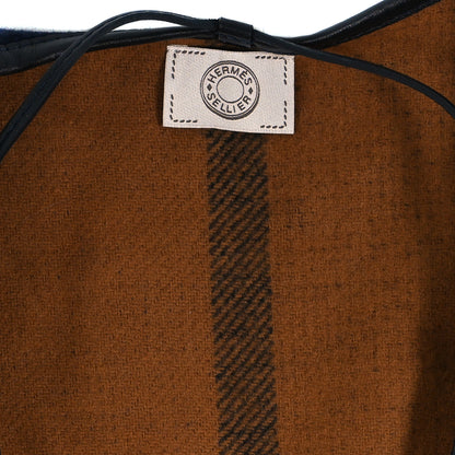 Hermes Wool Calfskin Reversible Highlands Poncho Navy Royal Fauve 3 of 4