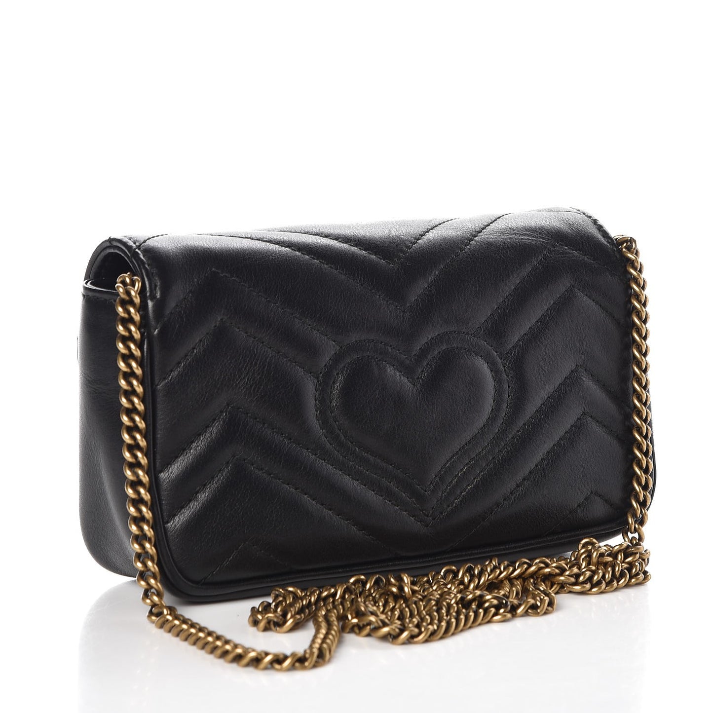 Calfskin Matelasse Super Mini GG Marmont Shoulder Bag Black