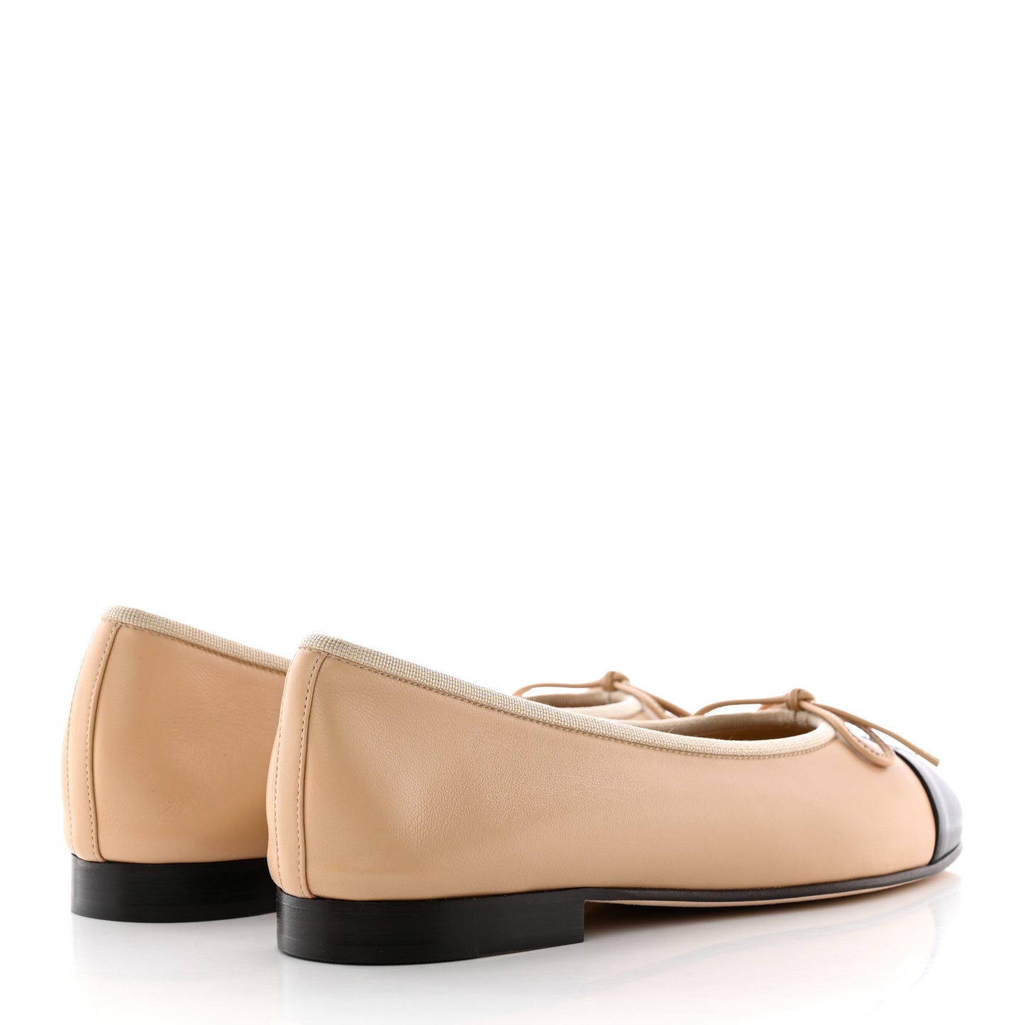 Lambskin Cap Toe CC Ballerina Flats 38 Beige Black