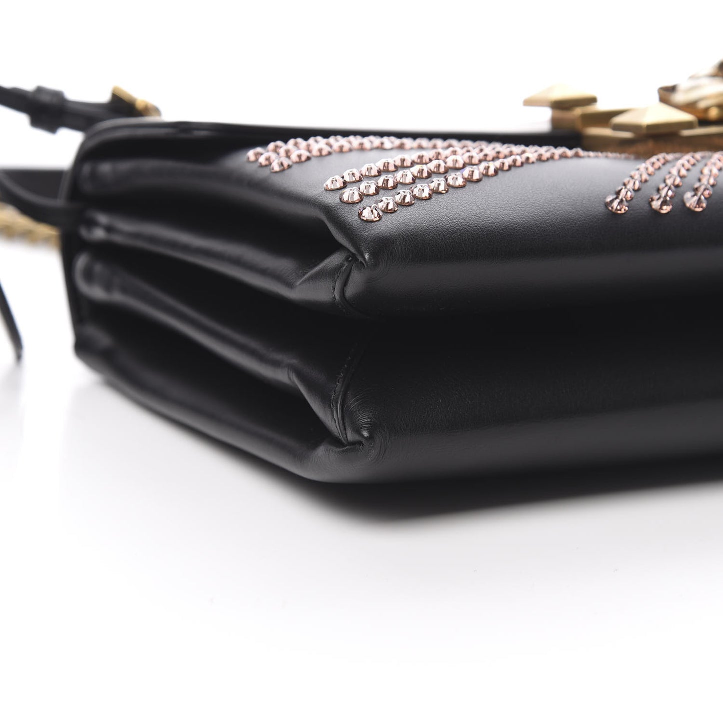 Calfskin Crystal Embellished Future Shoulder Bag Black