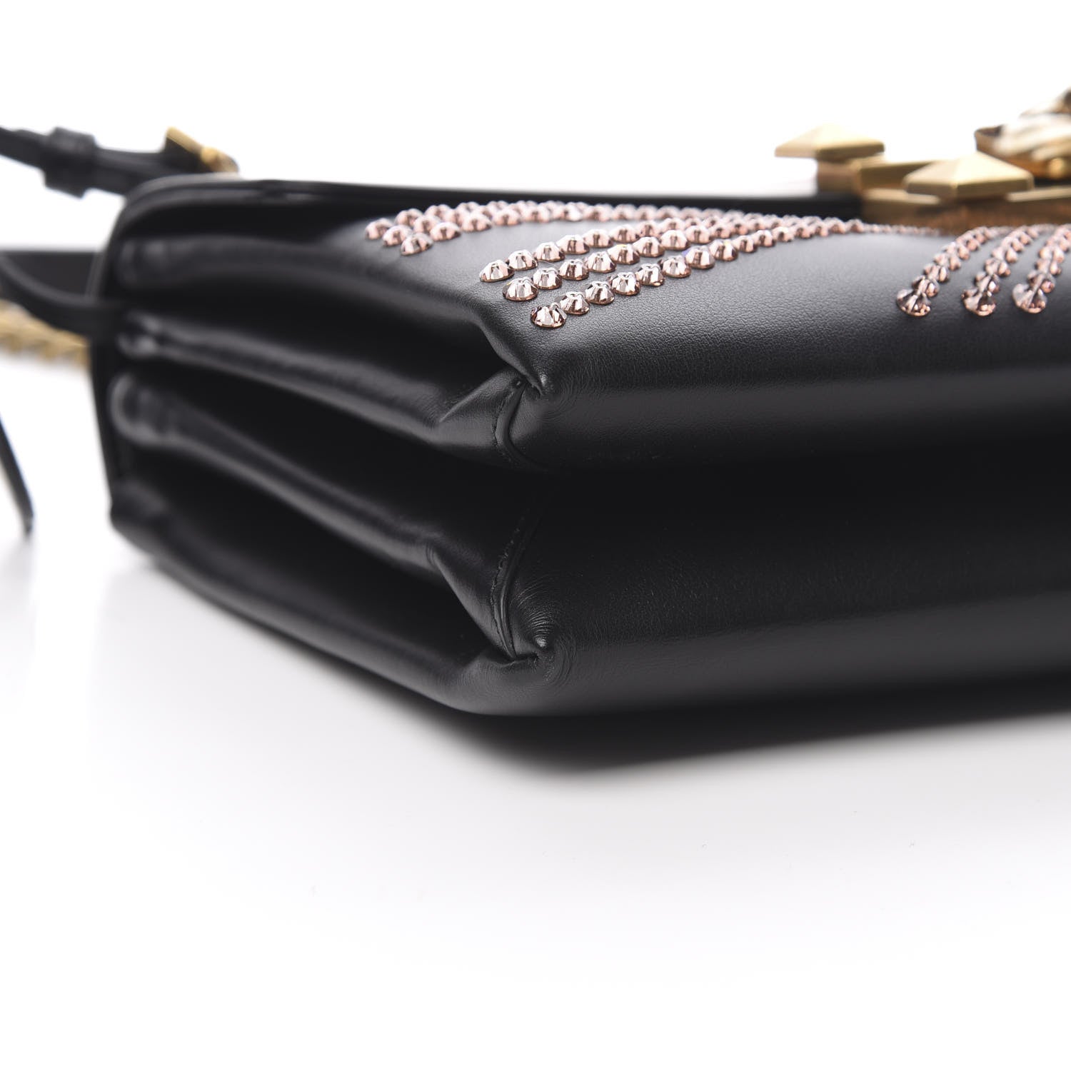 Gucci Calfskin Crystal Embellished Future Shoulder Bag Black 9 of 11