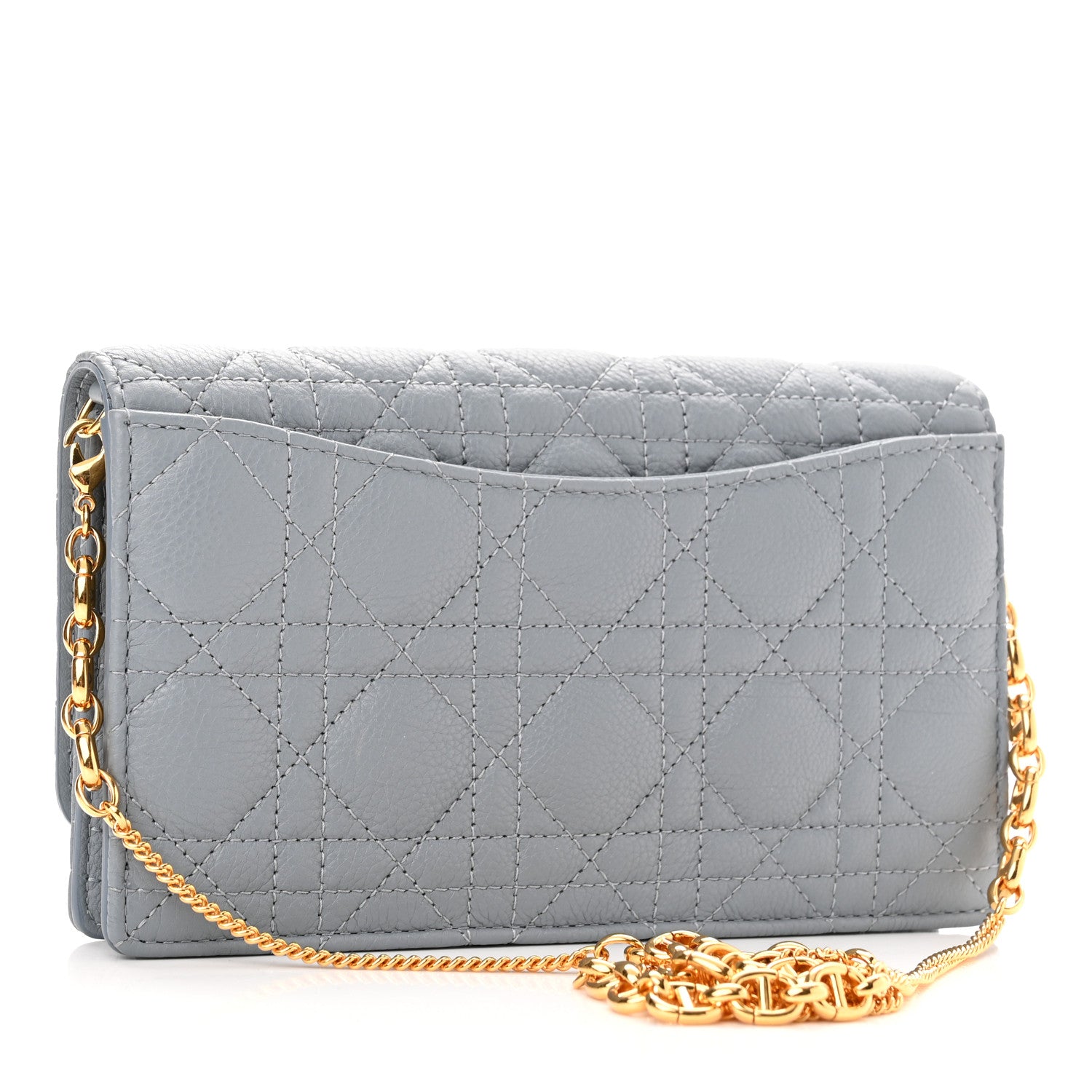 Christian Dior Supple Calfskin Caro Pouch with Chain Cloud Blue 2 of 11