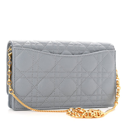 Christian Dior Supple Calfskin Caro Pouch with Chain Cloud Blue 2 of 11