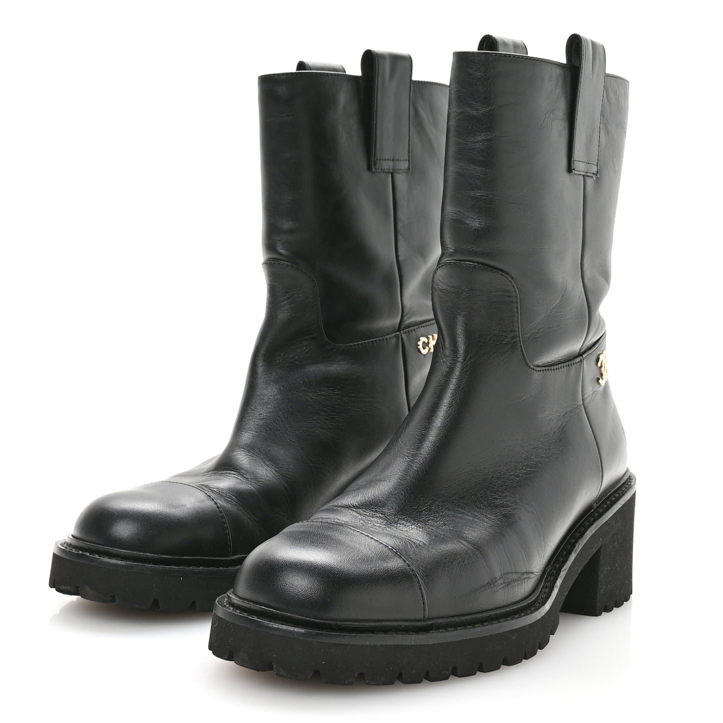 Calfskin CC Ankle Boots 37 Black