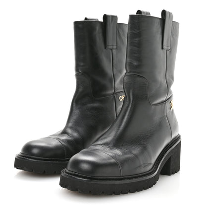 Chanel Calfskin CC Ankle Boots 37 Black 4 of 8