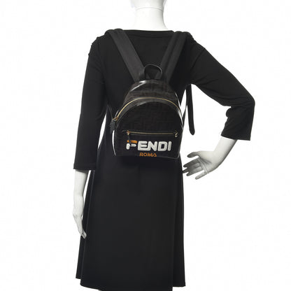 Fendi X FILA Glazed Fabric Vitello Century FF 1974 Mania Mini Backpack Black White 2 of 10