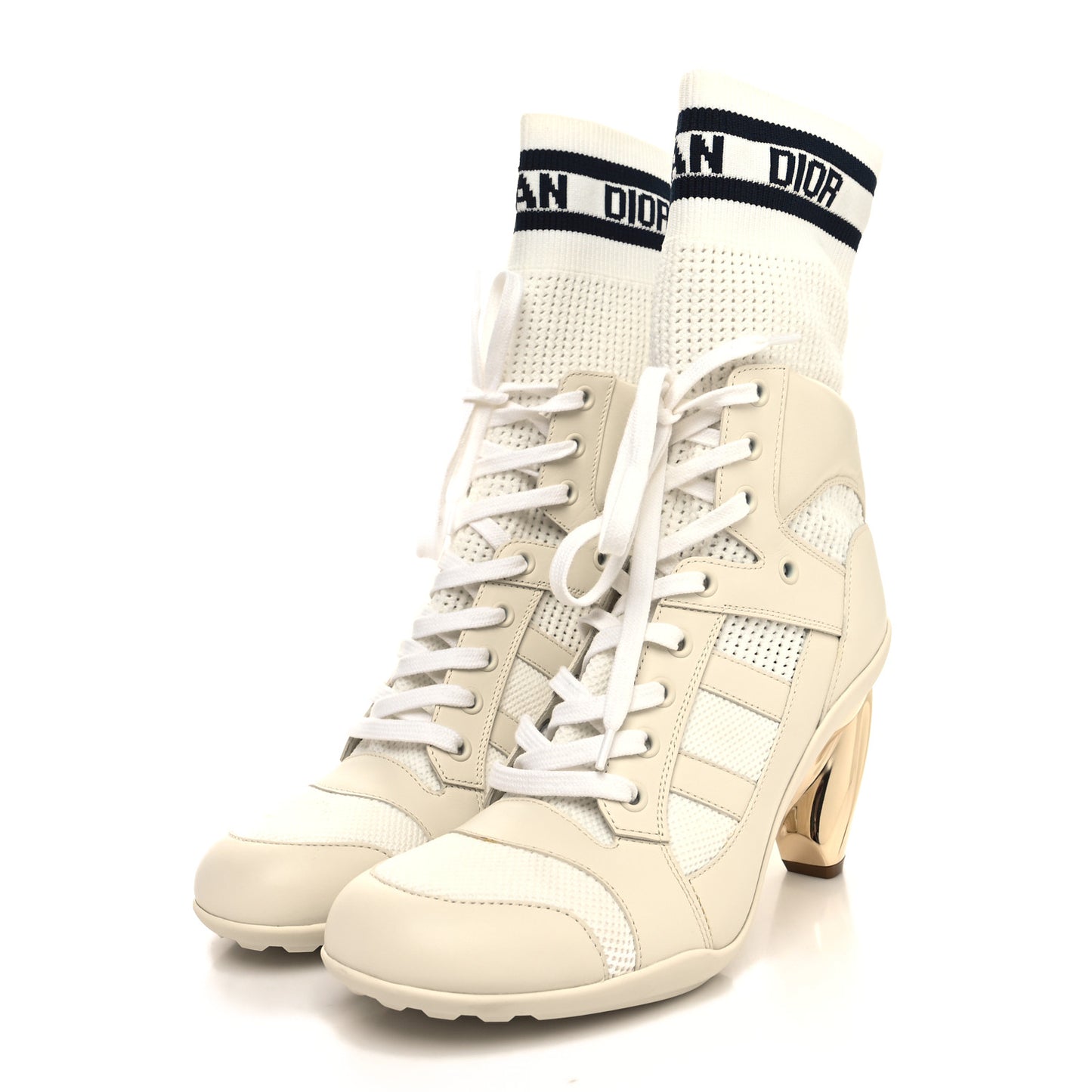 Calfskin Knit D-Zenith Boots 39 Off White