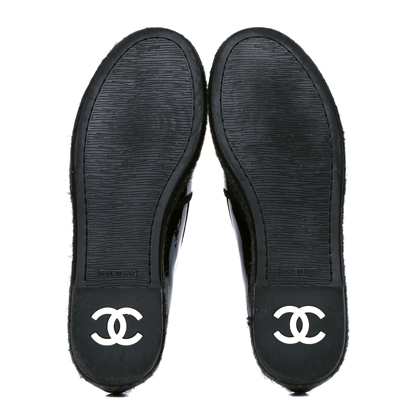Patent Calfskin CC Mocassin Loafer Espadrilles 39 Black