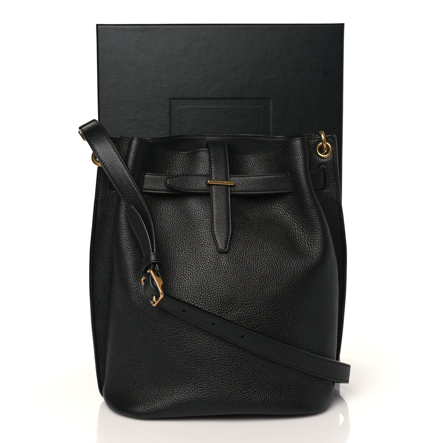 Grained Calfskin Boucle Bucket Bag Black