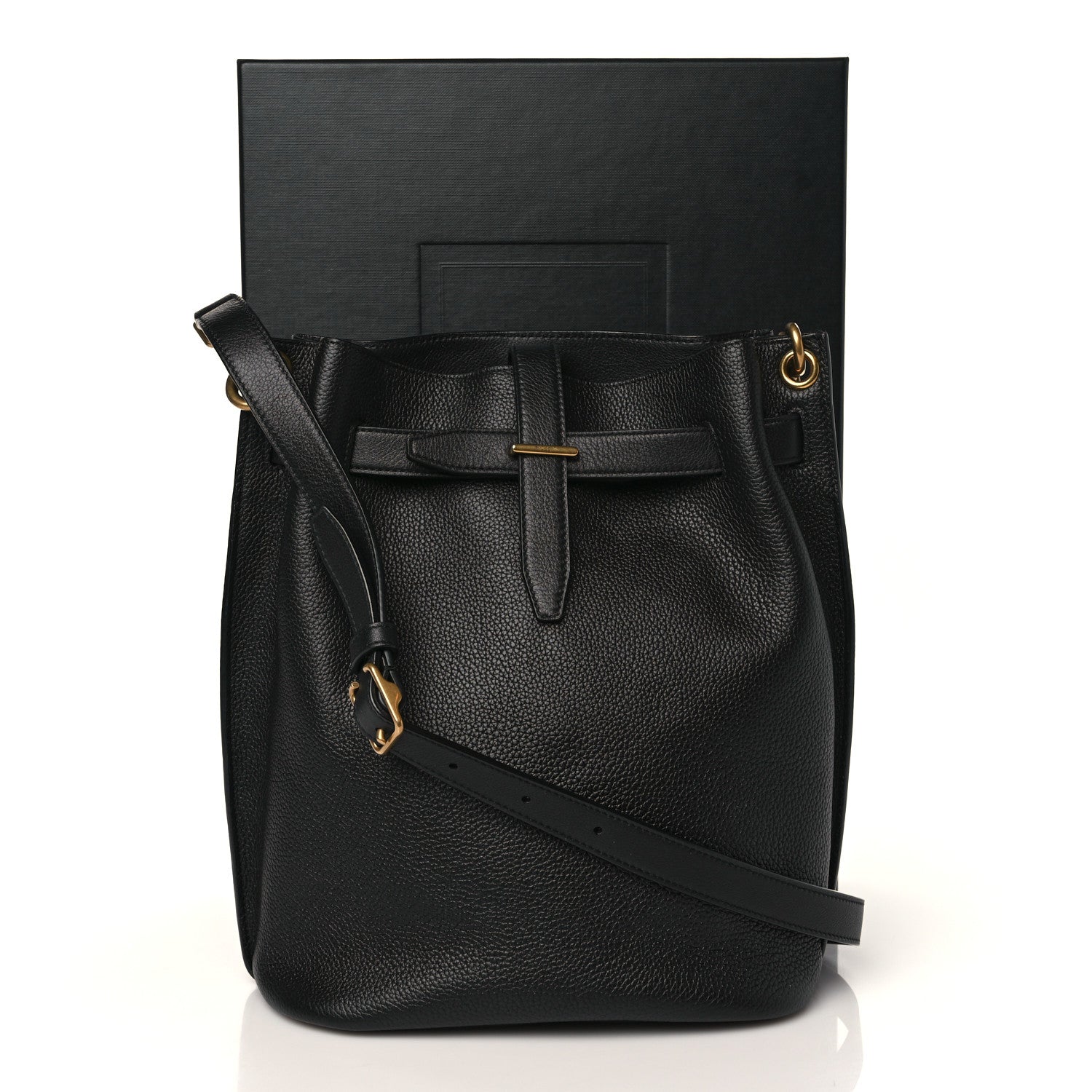 Saint Laurent Grained Calfskin Boucle Bucket Bag Black 8 of 8