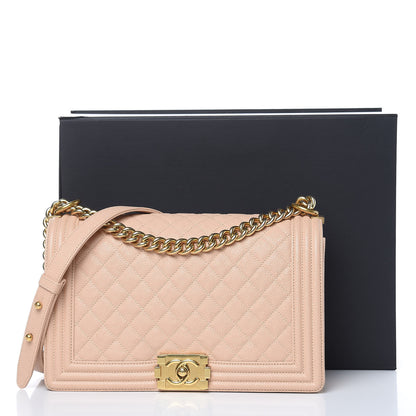 Chanel Caviar Quilted New Medium Boy Flap Light Beige 14 of 14