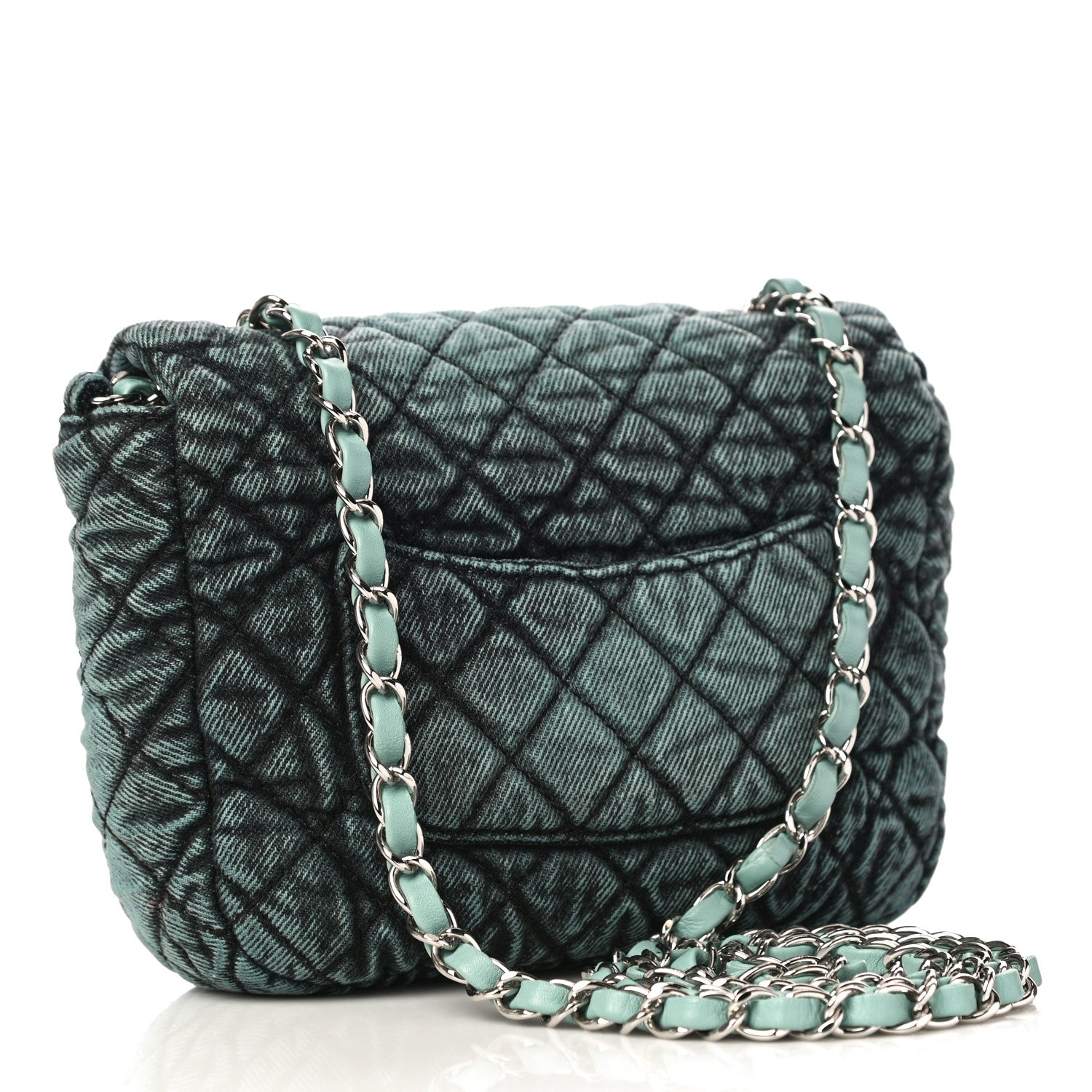 Chanel Washed Denim Quilted Small Denimpression Flap Blue Black 3 of 11