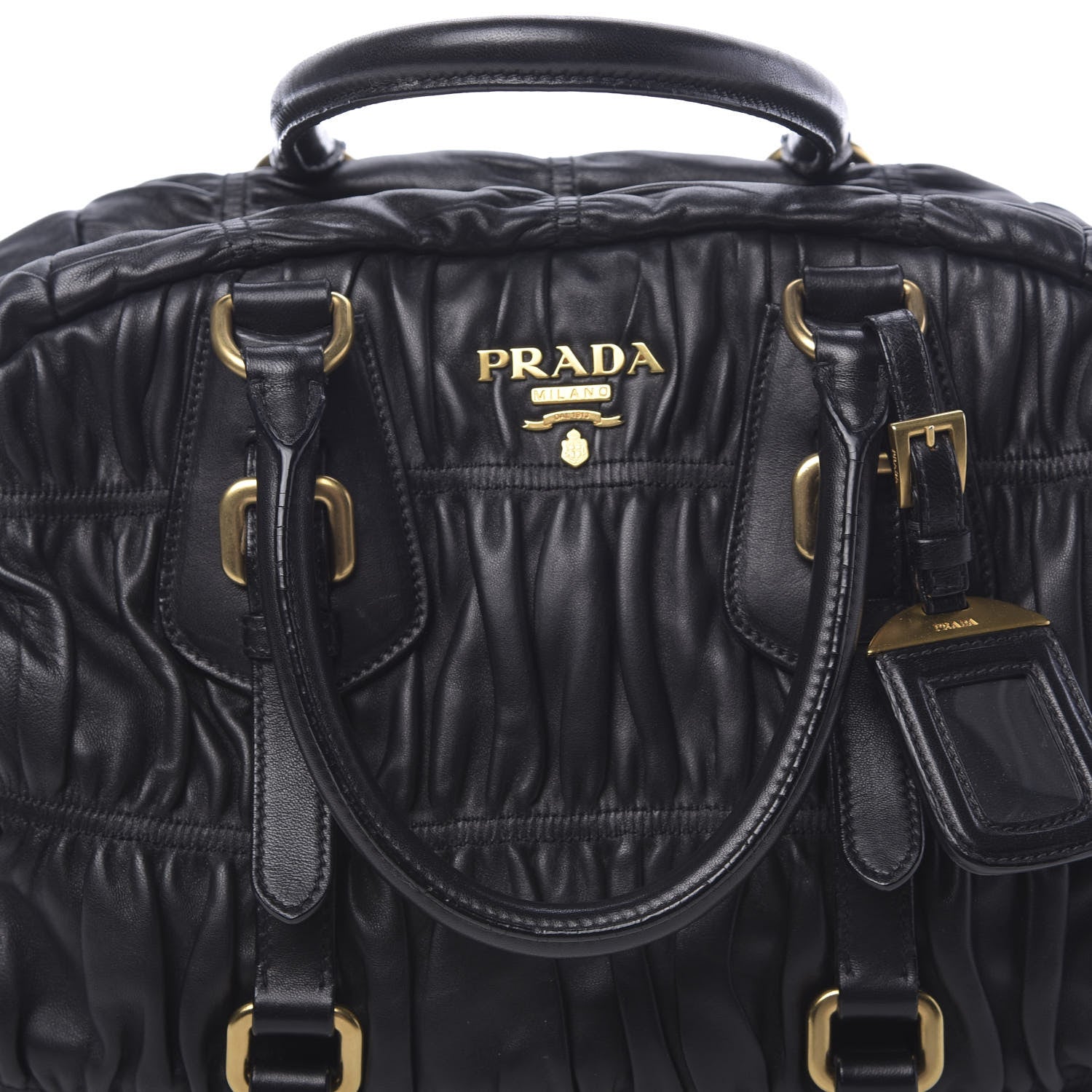 Prada Nappa Gaufre Buckle Bowler Black 10 of 11
