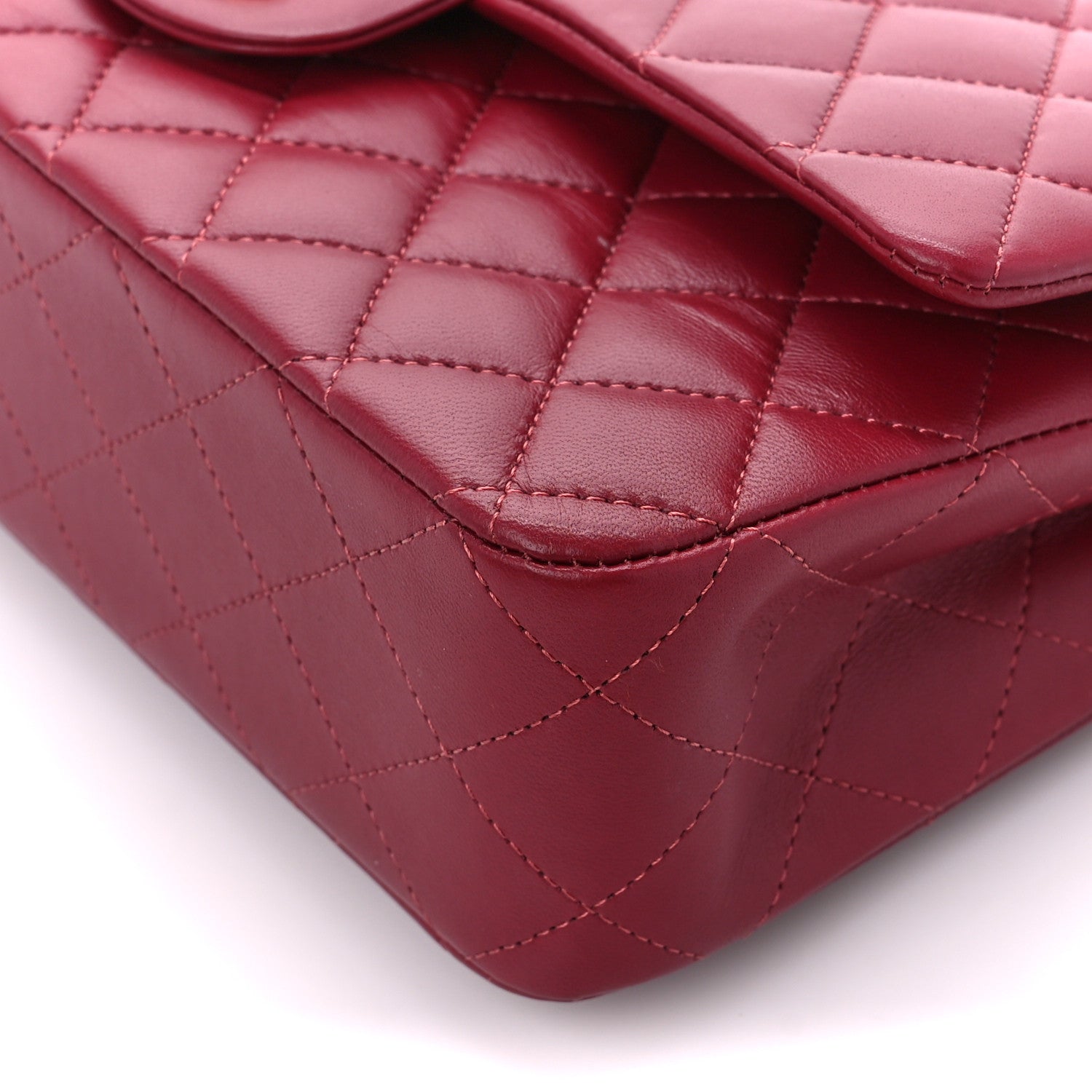 Chanel Lambskin Quilted Medium Double Flap Burgundy 11 of 12