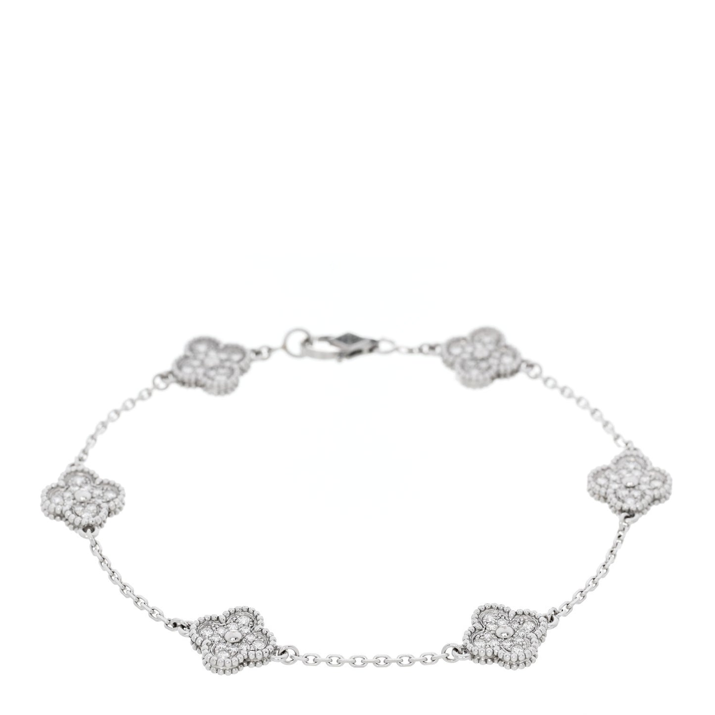 18K White Gold Diamond 6 Motifs Sweet Alhambra Bracelet