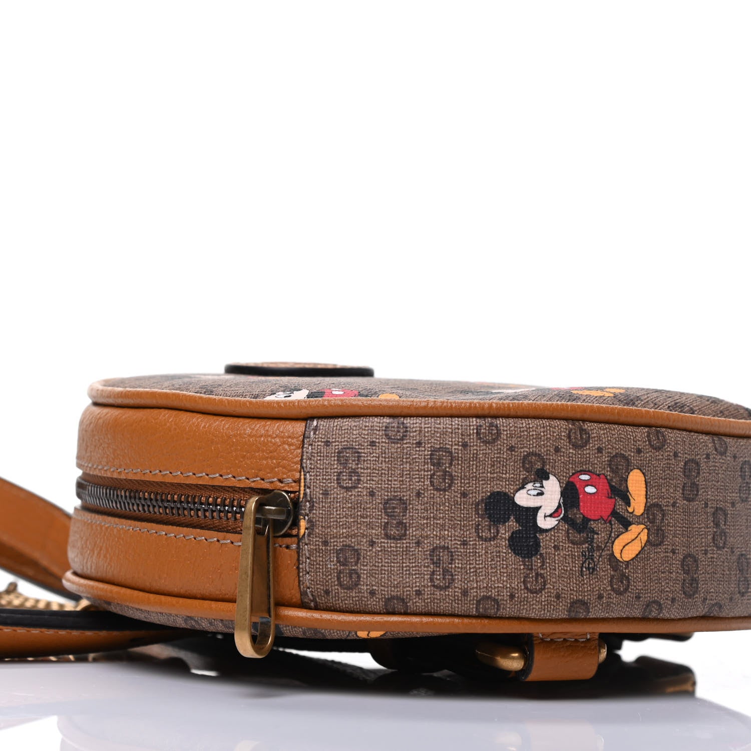 Gucci X DISNEY Mini Vintage GG Supreme Monogram Mickey Mouse Round Backpack Beige Vintage Sun Oil 7 of 8