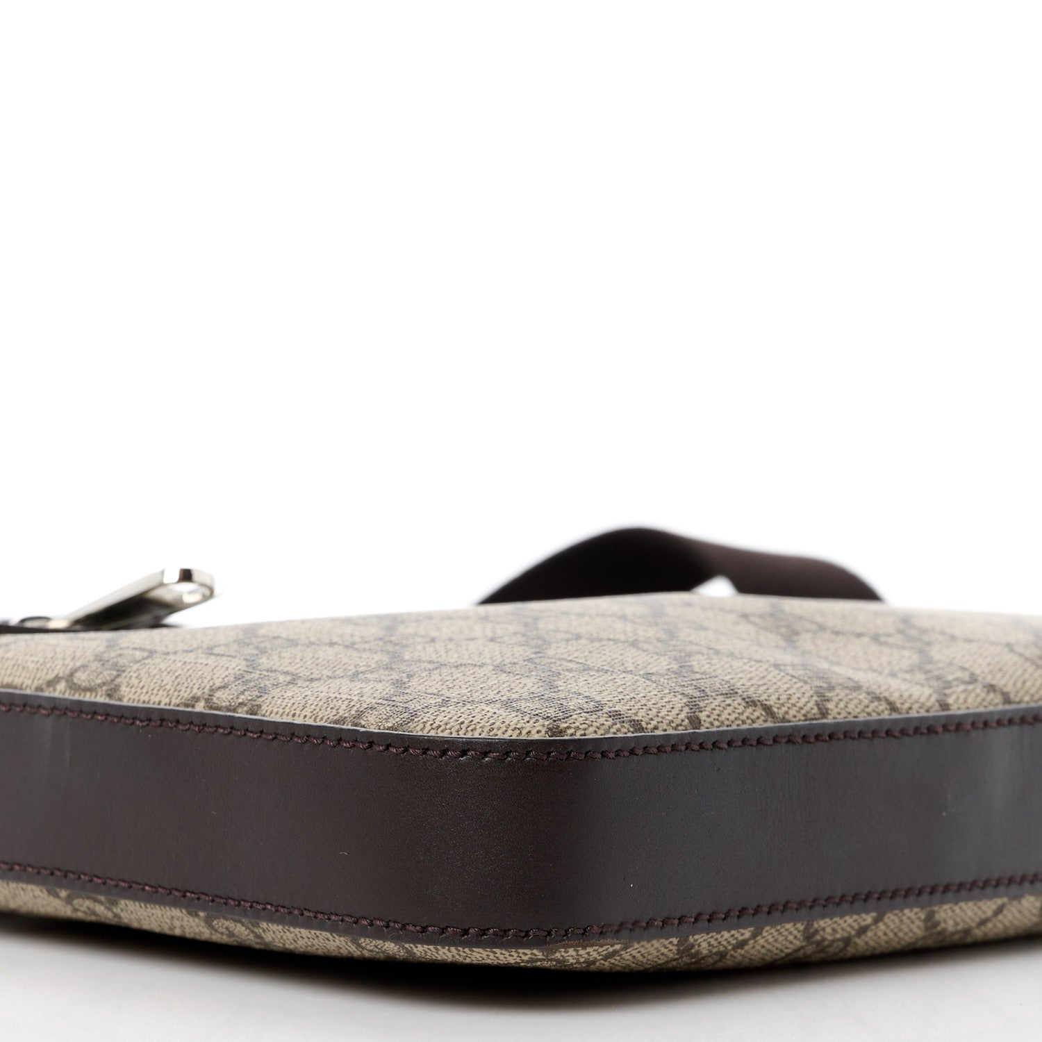 Gucci GG Supreme Monogram Selleria Calfskin Small Flat Side Zip Messenger Bag Beige Ebony Cocoa Dark Chocolate 11 of 12