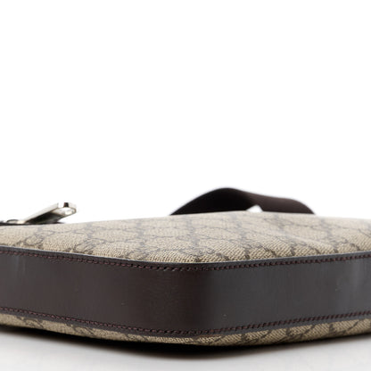 Gucci GG Supreme Monogram Selleria Calfskin Small Flat Side Zip Messenger Bag Beige Ebony Cocoa Dark Chocolate 11 of 12