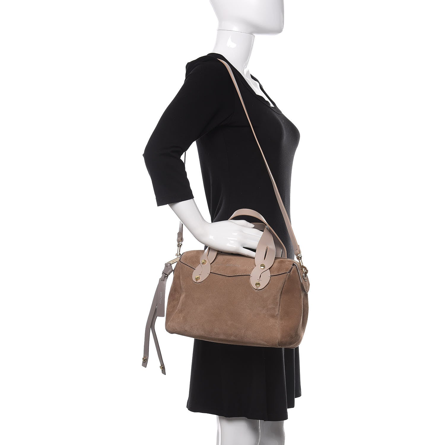 Jimmy Choo Suede Nappa Small Allie Bowling Bag Light Mocha 2 of 12