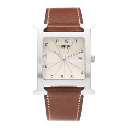 Hermes Stainless Steel Barenia 30.5mm Heure H Hour Quartz Watch Fauve 1 of 5