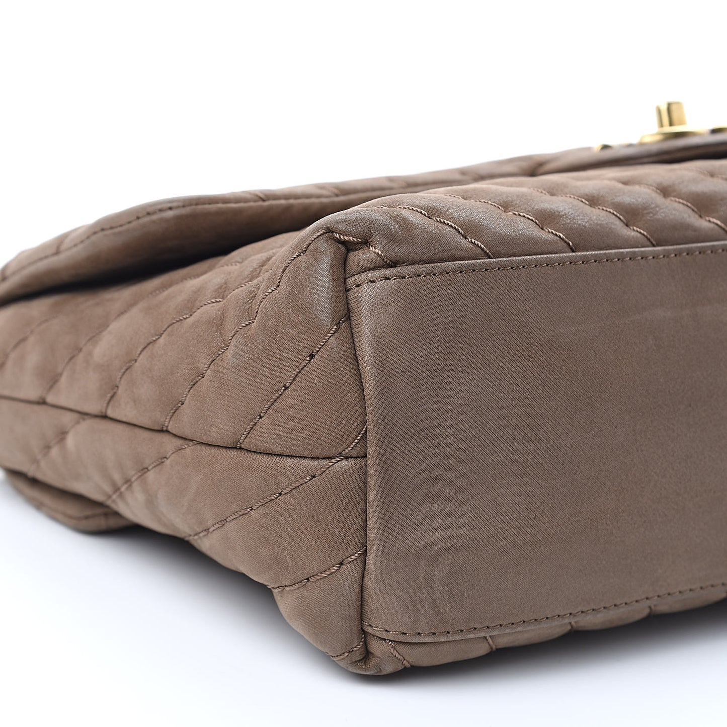 Calfskin Surpique Chevron Jumbo Flap Brown