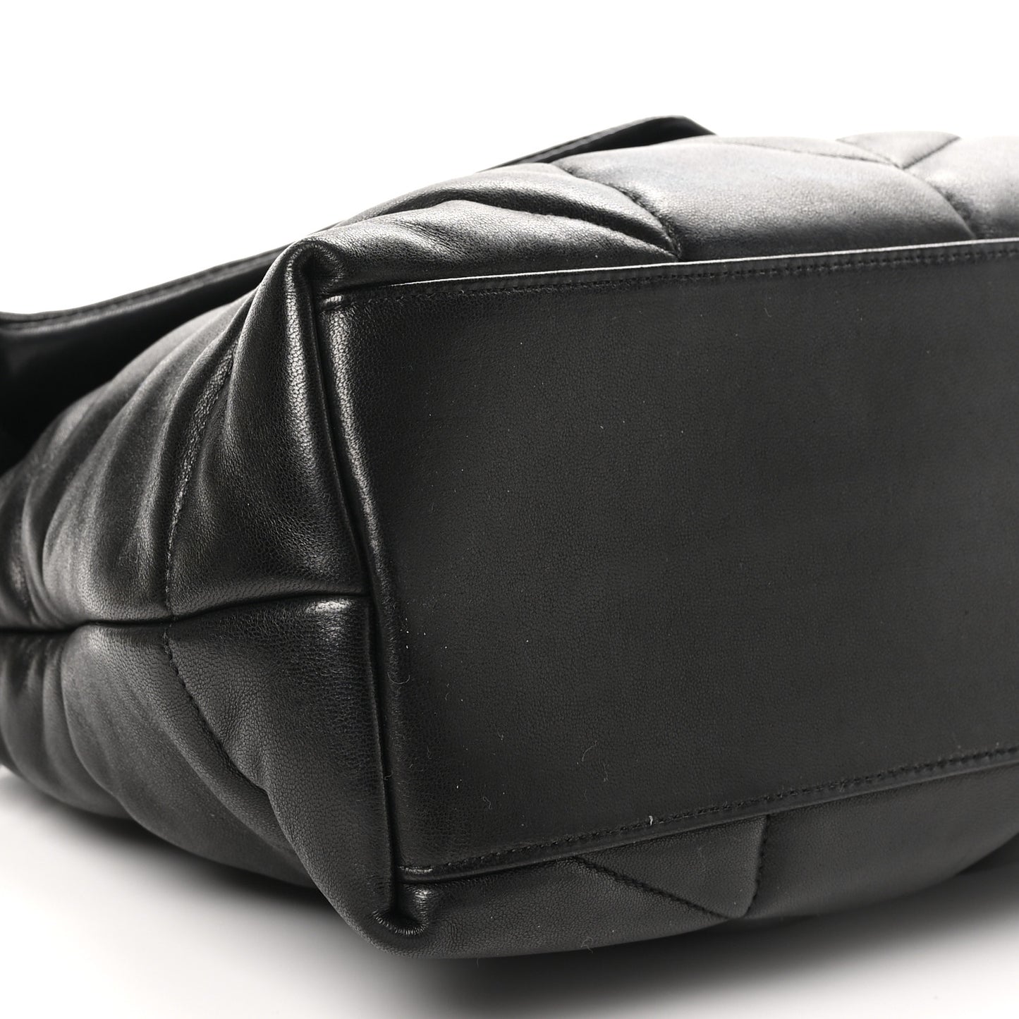 Lambskin Quilted Medium Loulou Puffer Monogram Chain Satchel Black