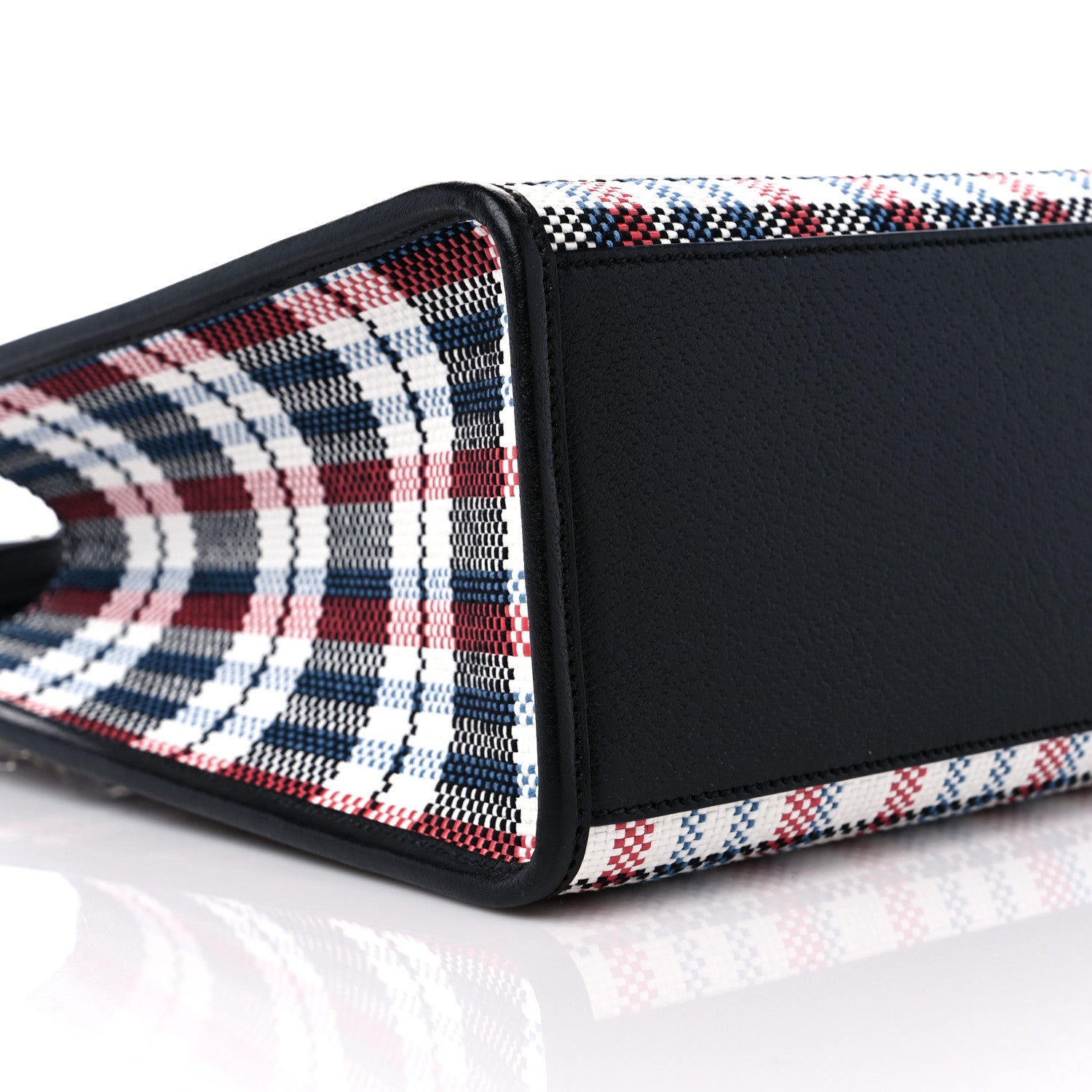 Gucci Canvas Plaid ICCUG Embroidered Small Tote Bag Black White Red Blue Smile Yellow 8 of 10