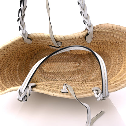 Prada Palmitto Vitello Woven Braided Large Basket Tote Bag Naturale White 5 of 8