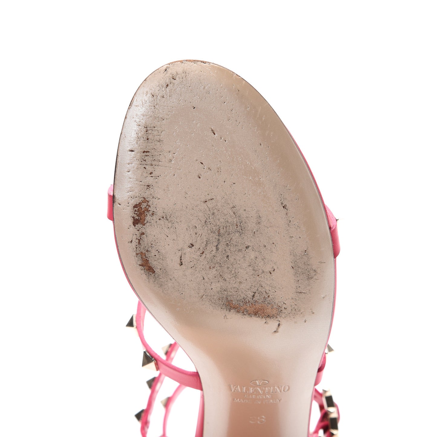 Calfskin Rockstud 60mm City Sandals 38 Fragola