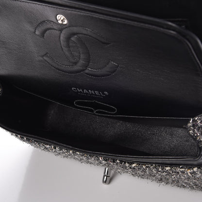 Chanel Metallic Tweed Medium Double Flap Black White 6 of 8