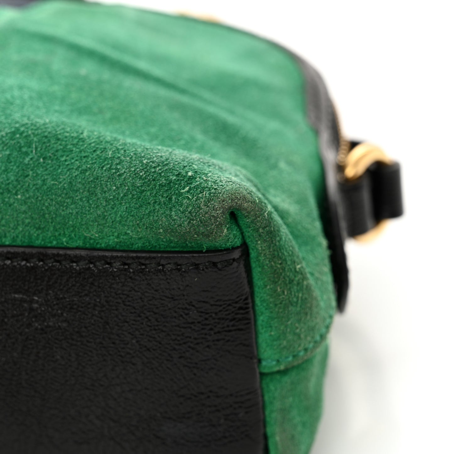 Suede Patent GG Web Small Ophidia Dome Shoulder Bag New Shamarock Black