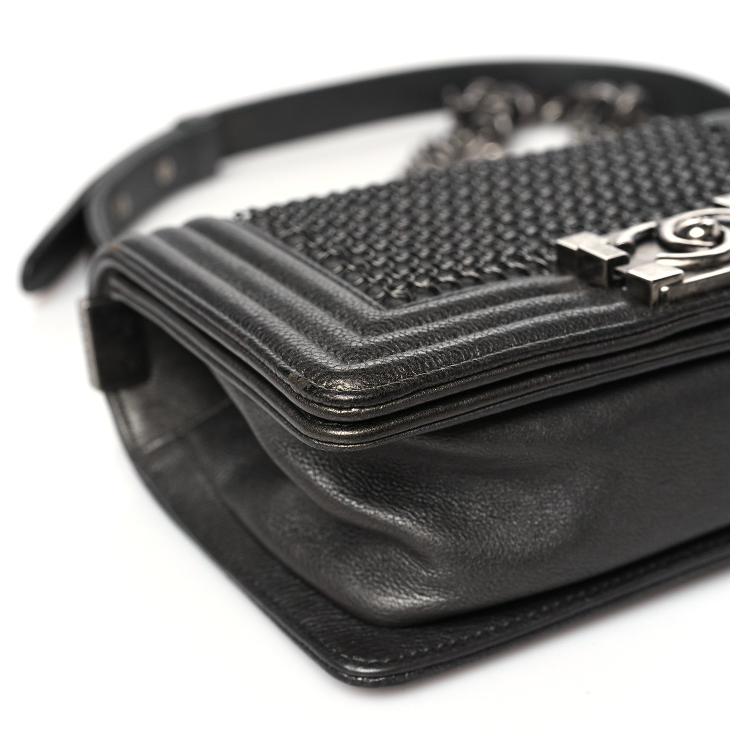 Chanel Lambskin Quilted Small Chain Mail Boy Flap Grey 9 of 10