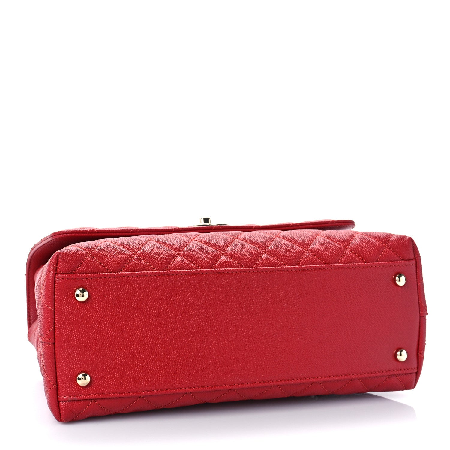 Chanel Caviar Quilted Small Coco Handle Flap Red 3 of 8