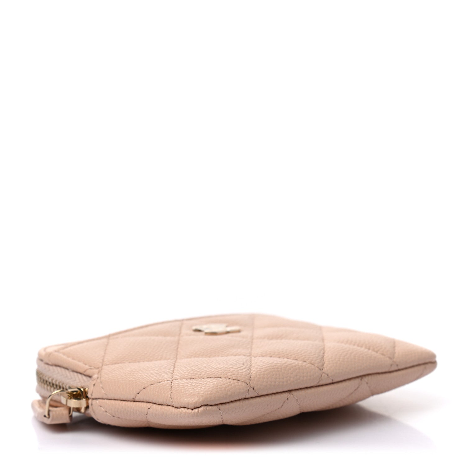 Chanel Caviar Quilted Zip Card Holder Wallet Light Beige 3 of 6