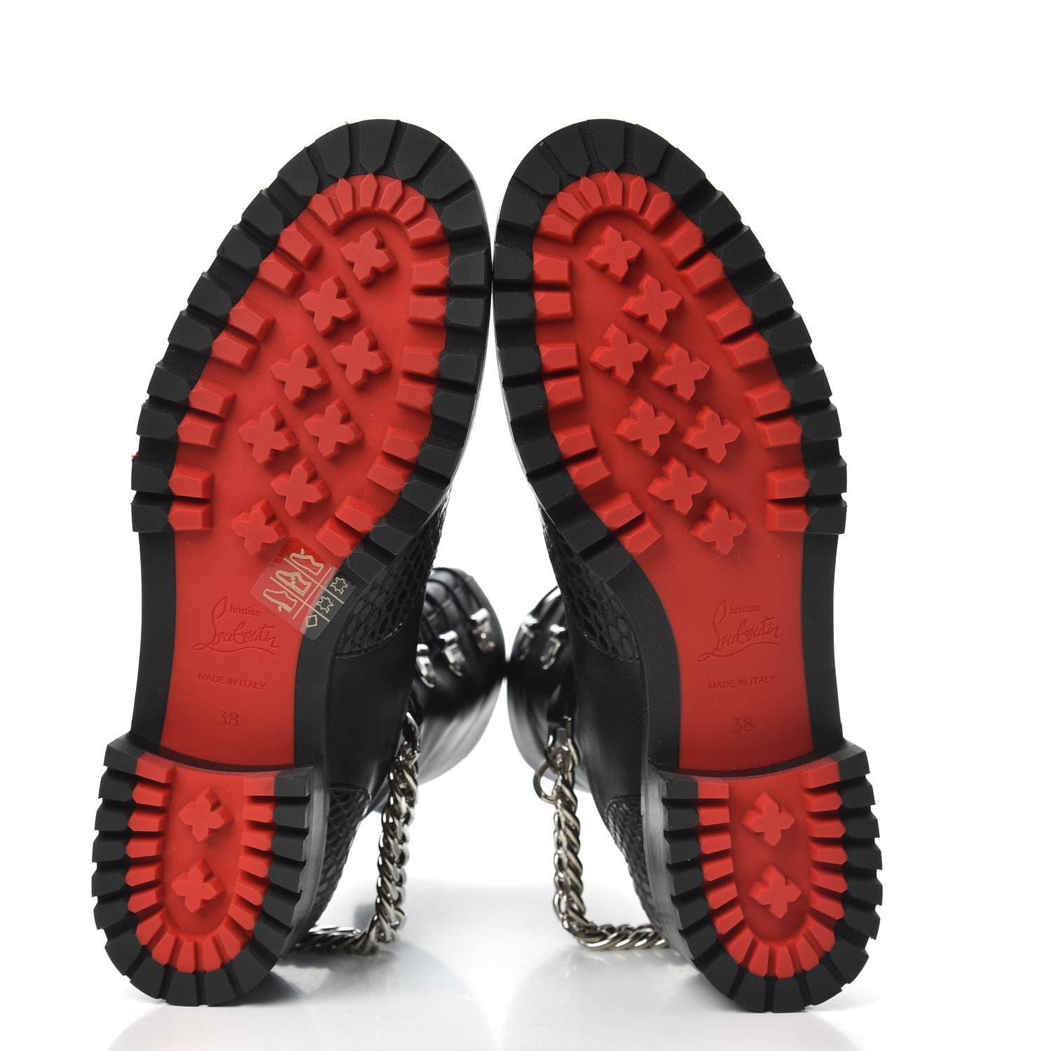Christian Louboutin Calfskin Horse Guarda Flat Boots 38 Black Silver 5 of 8