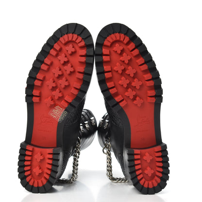 Christian Louboutin Calfskin Horse Guarda Flat Boots 38 Black Silver 5 of 8