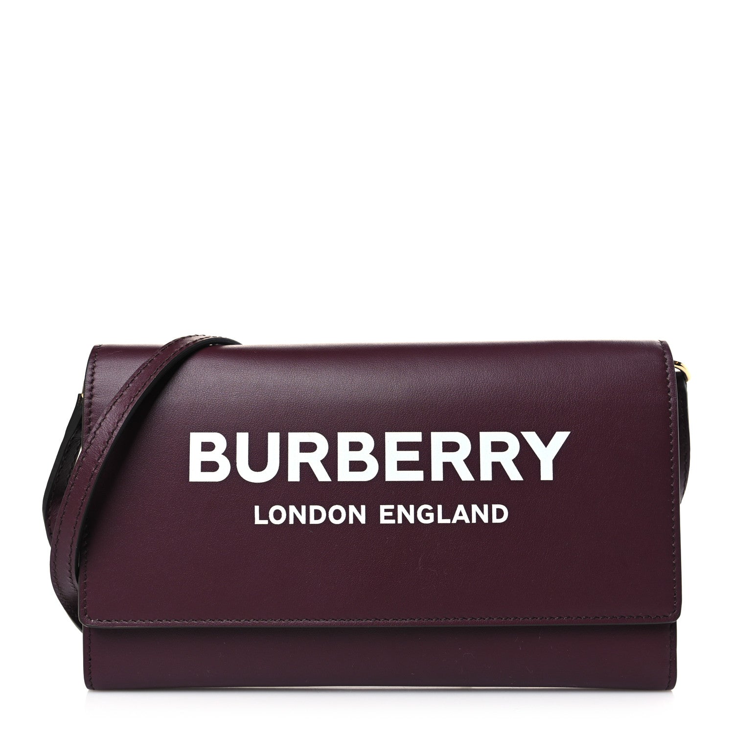 Burberry Calfskin Logo Hazelmere Wallet With Detachable Strap Deep Maroon 1 of 8