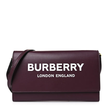 Burberry Calfskin Logo Hazelmere Wallet With Detachable Strap Deep Maroon 1 of 8